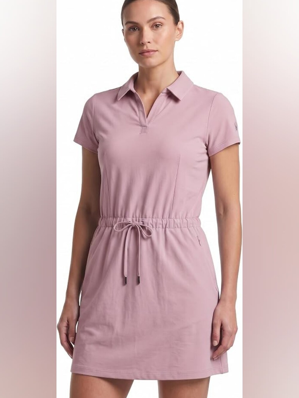 Spyder Women's Collared Stretch Short Sleeve KnitDress- Mauve Rose
